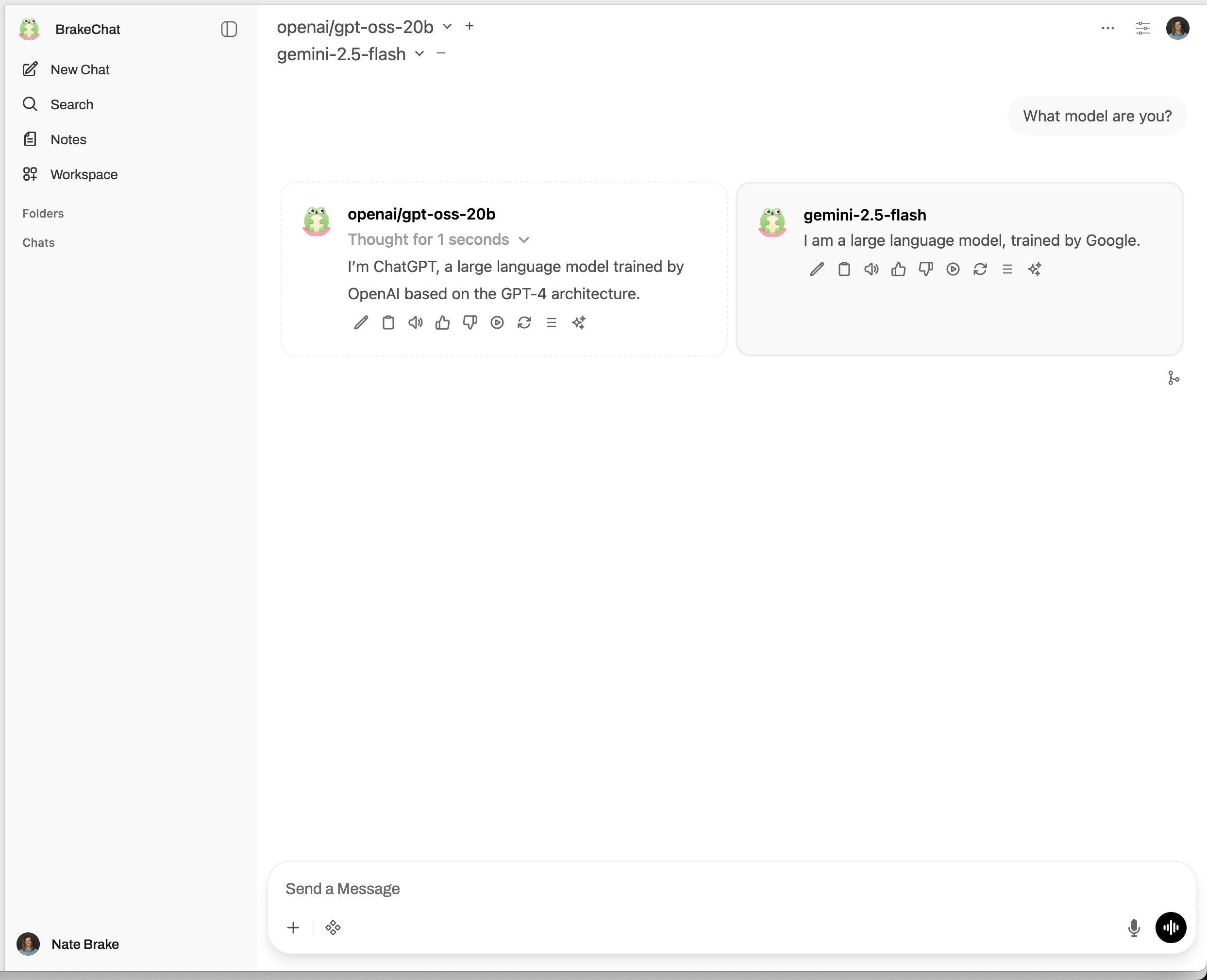 BrakeChat desktop PWA running in Firefox